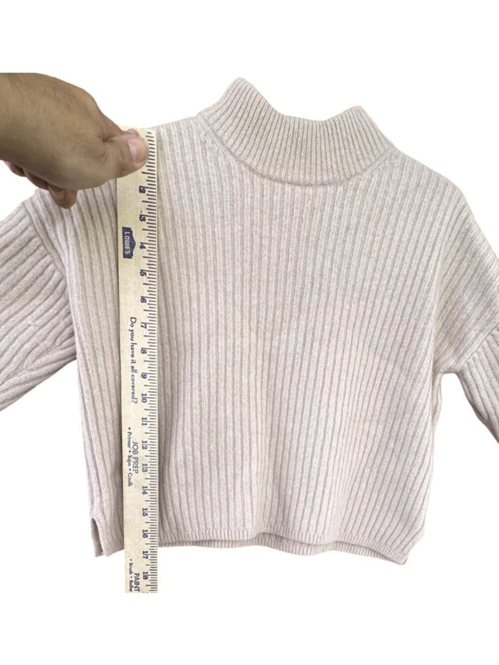 Madewell Womens Small Beige Recycled Cashmere Wool Ribbed Mockneck Sweater - Picture 7 of 7
